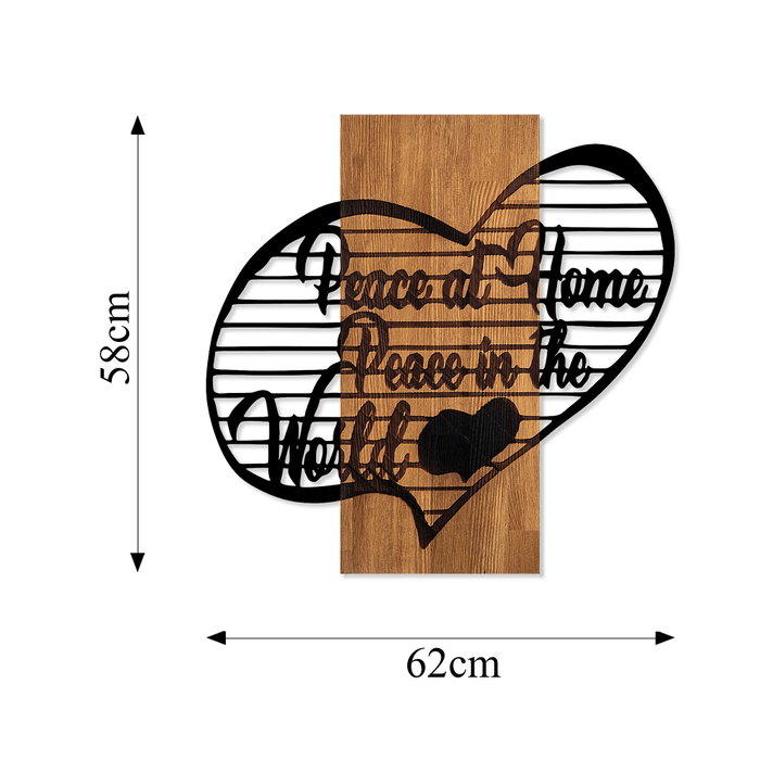 Wallity Peace At Home Peace in The World 1 - Escultura de Pared Nogal y Negro Wallity Peace At Home Peace in The World 1 - Escultura de Pared Nogal y Negro